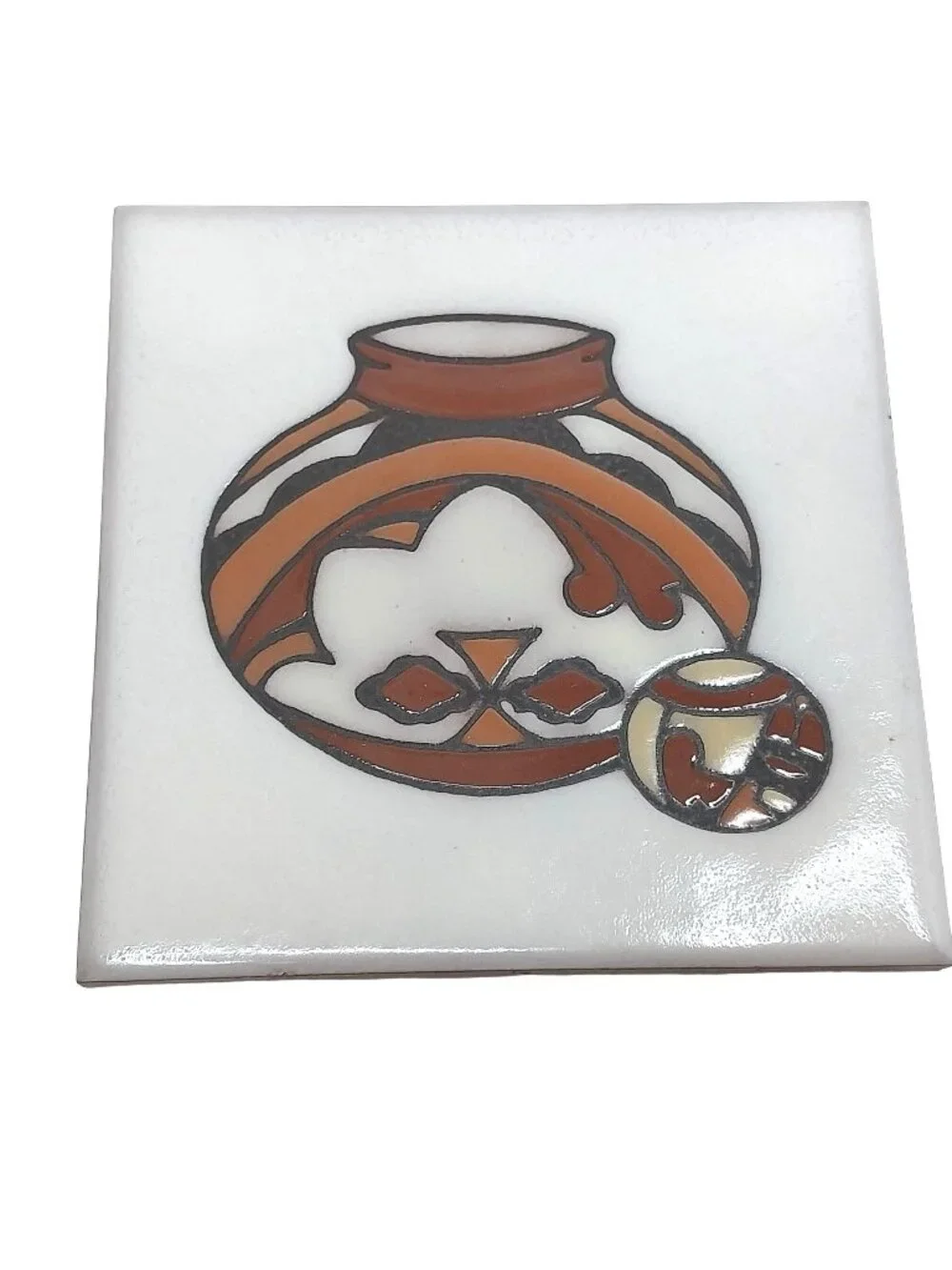 Teissedre Designs Southwestern Native American Ceramic Tile Basket Trivet